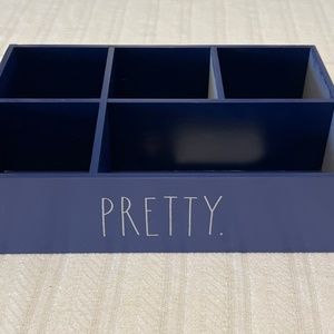 Rae Dunn Wooden “Pretty” Blue Organizer